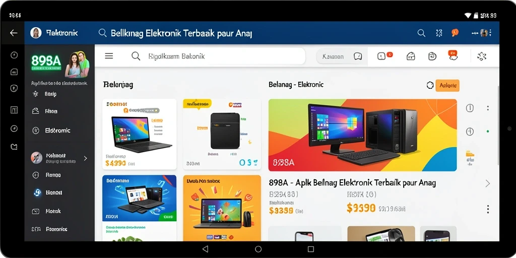 Tampilan antarmuka aplikasi 898A untuk belanja elektronik mudah digunakan.