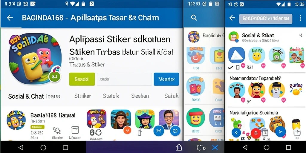 Screenshot antarmuka aplikasi BAGINDA168 yang menampilkan banyak stiker.