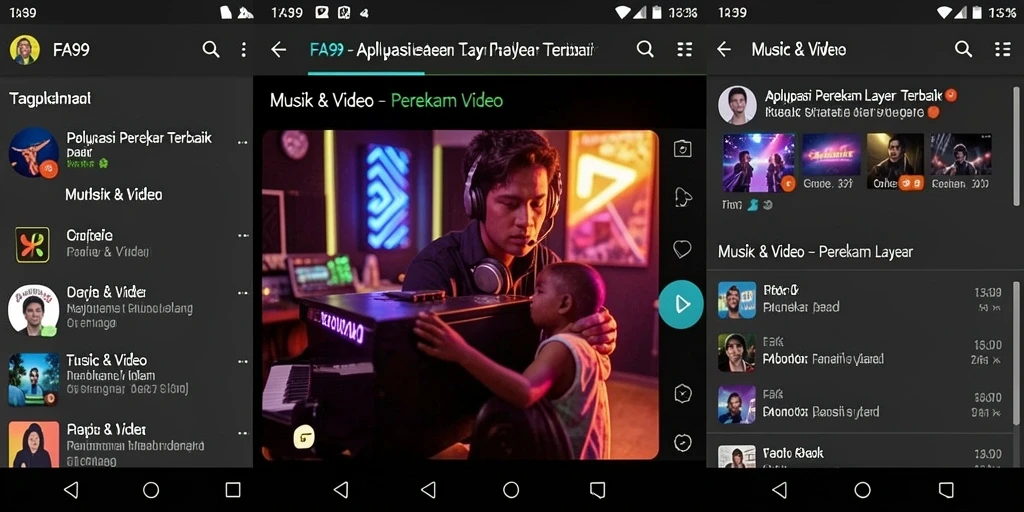 Screenshot antarmuka perekam layar FA99 dengan fitur-fitur utama.